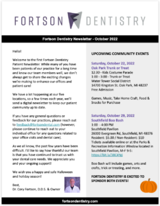Screenshot of first page of Fortson Dentistry Patient Newsletter